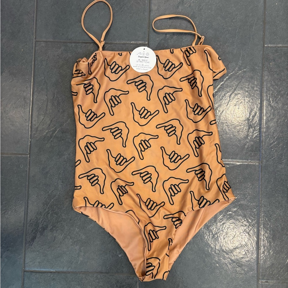 Bershka Tan Swimsuit with Black Design